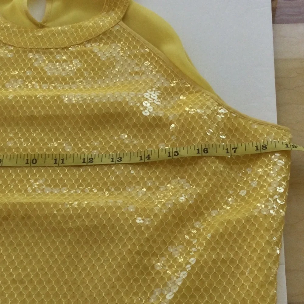 Yellow Sequen Women top sleeveless size small.          #255